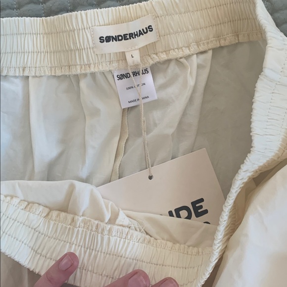 Cream Ruffle Hem Wide-Leg Pants - Picture 5 of 5